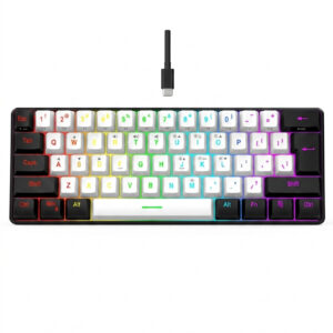 Número Teclado Jogos 61 Teclas RGB Backlight Mini Compacto USB-C Cabo De Alimentação Plugável Para Escritório